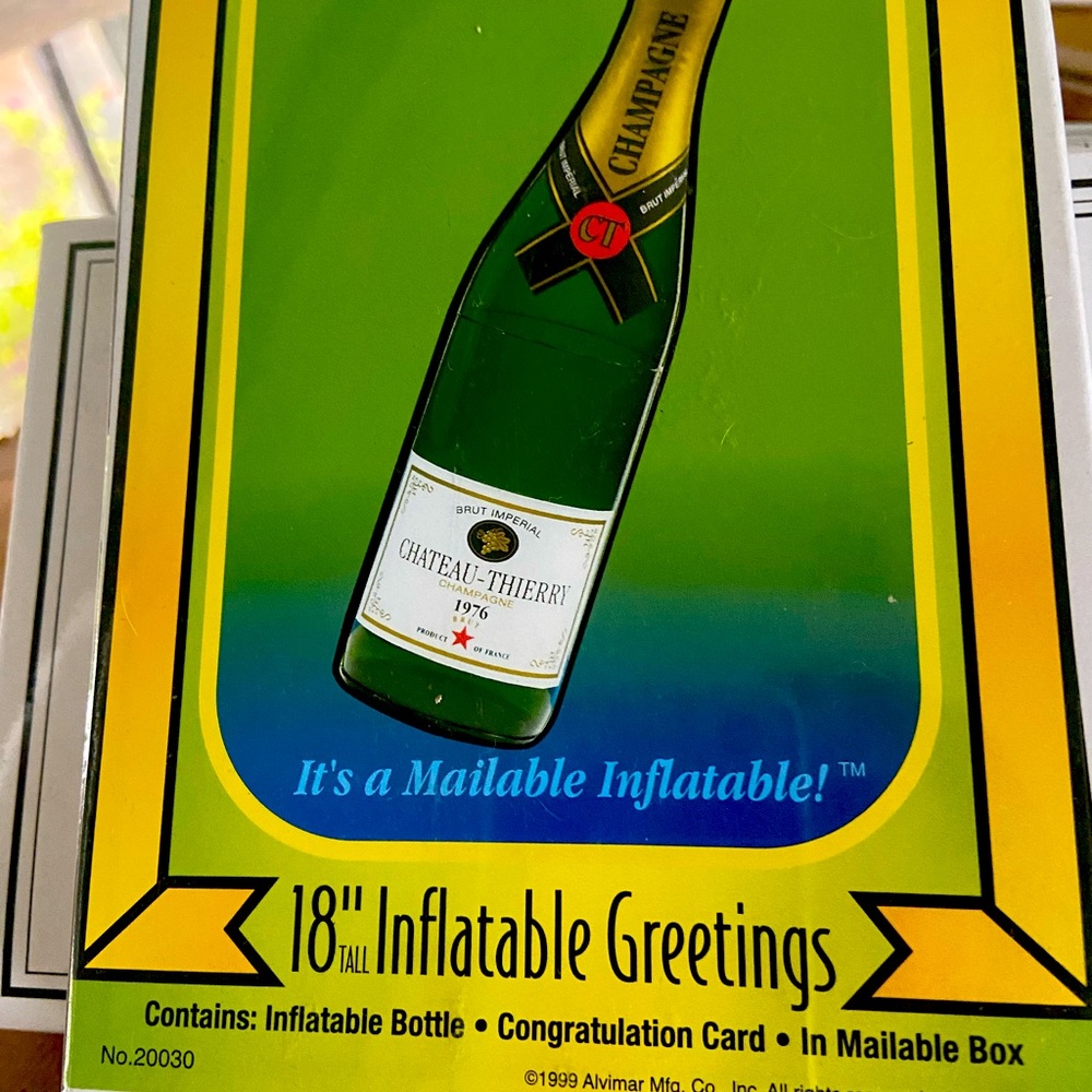 Champagne Bundle -5 inflatable postcards, 2 champ. bottle stops , 1 Moët magnet